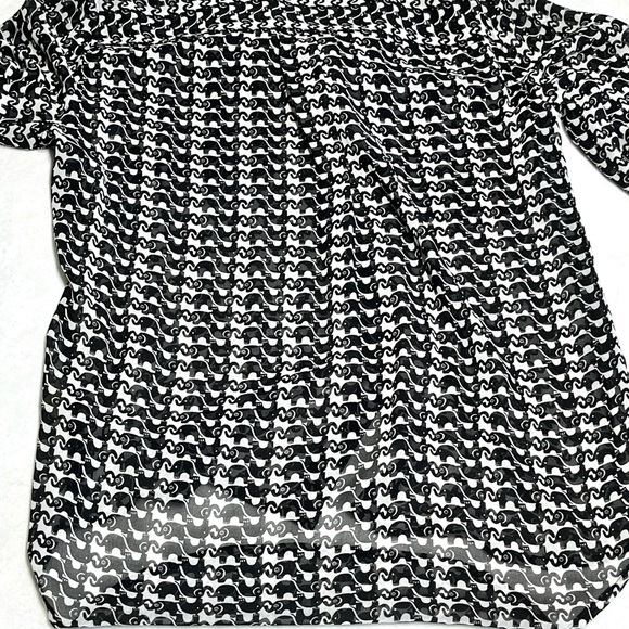 Sheer Elephants black and white blouse new w/out tags , Elephant blouse see thru - Picture 2 of 11